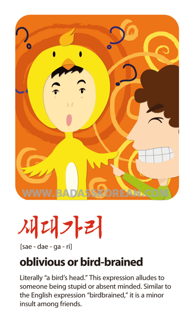 새대가리 [sae-dae-ga-ri] friend in a bird costume