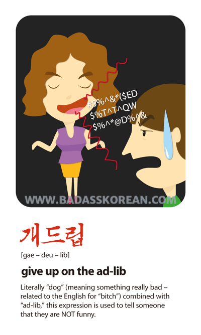 개드립 [gae-deu-lib] give up on the ad-lib; NOT funny