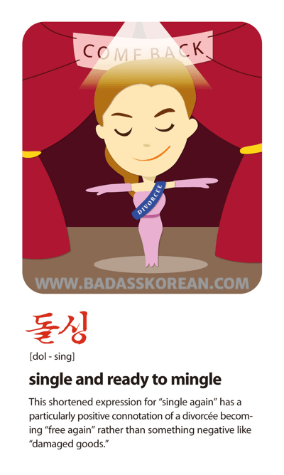 돌싱 — single and ready to mingle a divorcée; Korean slang card